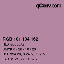 Color code: RGB 181 134 162 | qconv.com