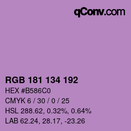 Color code: RGB 181 134 192 | qconv.com