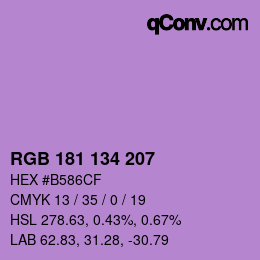 Color code: RGB 181 134 207 | qconv.com