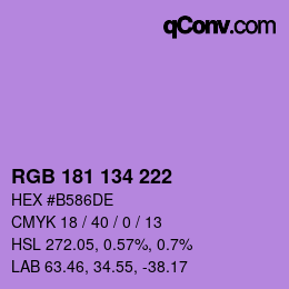 Color code: RGB 181 134 222 | qconv.com