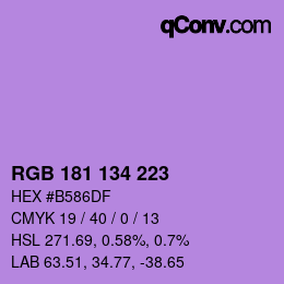 Color code: RGB 181 134 223 | qconv.com