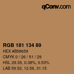 Color code: RGB 181 134 89 | qconv.com