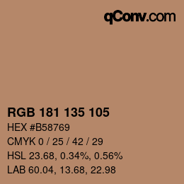 颜色代码: RGB 181 135 105 | qconv.com