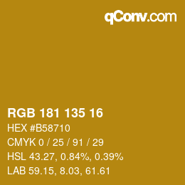 Color code: RGB 181 135 16 | qconv.com