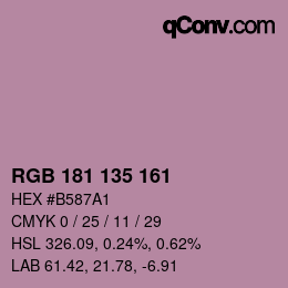 颜色代码: RGB 181 135 161 | qconv.com