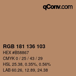 Color code: RGB 181 136 103 | qconv.com