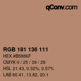 Color code: RGB 181 136 111 | qconv.com