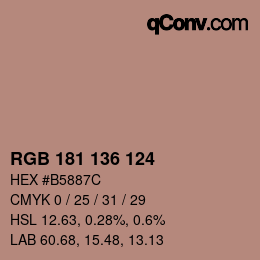 Color code: RGB 181 136 124 | qconv.com