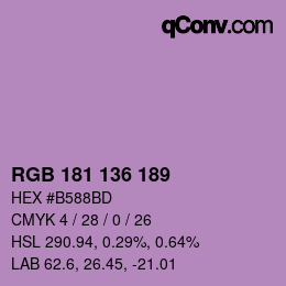 Color code: RGB 181 136 189 | qconv.com