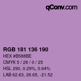 Color code: RGB 181 136 190 | qconv.com