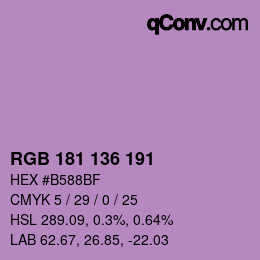 Color code: RGB 181 136 191 | qconv.com