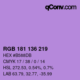 Color code: RGB 181 136 219 | qconv.com