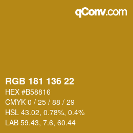 Color code: RGB 181 136 22 | qconv.com
