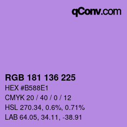 Color code: RGB 181 136 225 | qconv.com