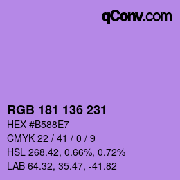 Color code: RGB 181 136 231 | qconv.com