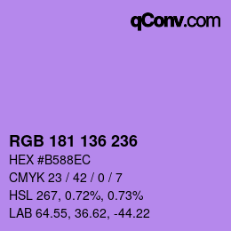 Color code: RGB 181 136 236 | qconv.com