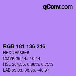 Color code: RGB 181 136 246 | qconv.com
