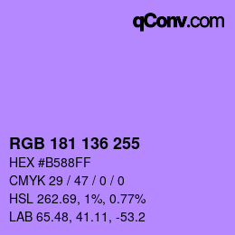 Color code: RGB 181 136 255 | qconv.com