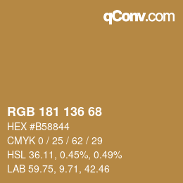Color code: RGB 181 136 68 | qconv.com