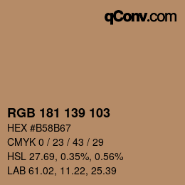 Color code: RGB 181 139 103 | qconv.com