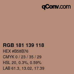 Código de color: RGB 181 139 118 | qconv.com