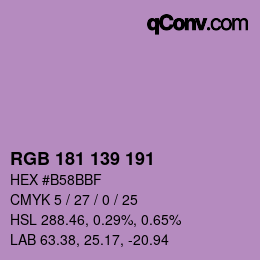 颜色代码: RGB 181 139 191 | qconv.com