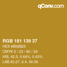 Color code: RGB 181 139 37 | qconv.com