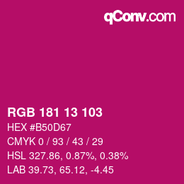 Color code: RGB 181 13 103 | qconv.com