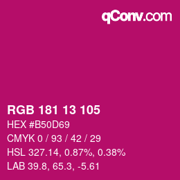 Color code: RGB 181 13 105 | qconv.com
