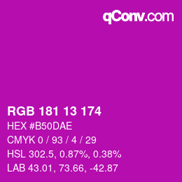 カラーコード: RGB 181 13 174 | qconv.com