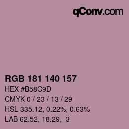 カラーコード: RGB 181 140 157 | qconv.com