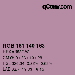 カラーコード: RGB 181 140 163 | qconv.com