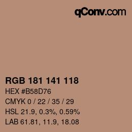 Código de color: RGB 181 141 118 | qconv.com