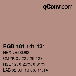 Código de color: RGB 181 141 131 | qconv.com