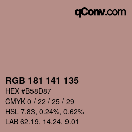 Código de color: RGB 181 141 135 | qconv.com