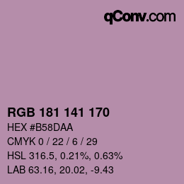 カラーコード: RGB 181 141 170 | qconv.com
