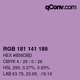 Color code: RGB 181 141 189 | qconv.com