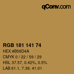 Color code: RGB 181 141 74 | qconv.com