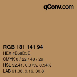 颜色代码: RGB 181 141 94 | qconv.com