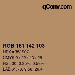 Color code: RGB 181 142 103 | qconv.com