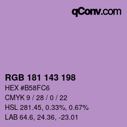 Color code: RGB 181 143 198 | qconv.com