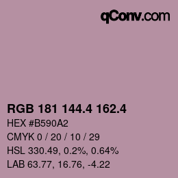 カラーコード: RGB 181 144.4 162.4 | qconv.com