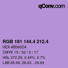 カラーコード: RGB 181 144.4 212.4 | qconv.com