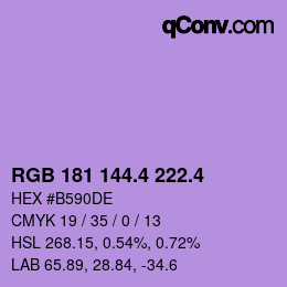 カラーコード: RGB 181 144.4 222.4 | qconv.com