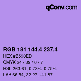 カラーコード: RGB 181 144.4 237.4 | qconv.com