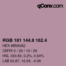 カラーコード: RGB 181 144.8 162.4 | qconv.com