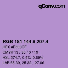カラーコード: RGB 181 144.8 207.4 | qconv.com