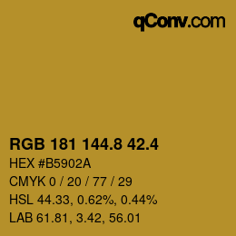 カラーコード: RGB 181 144.8 42.4 | qconv.com