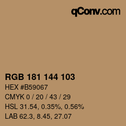 Color code: RGB 181 144 103 | qconv.com