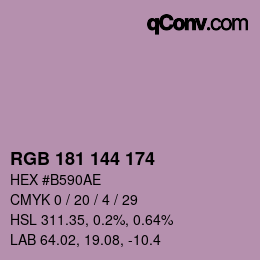 Color code: RGB 181 144 174 | qconv.com